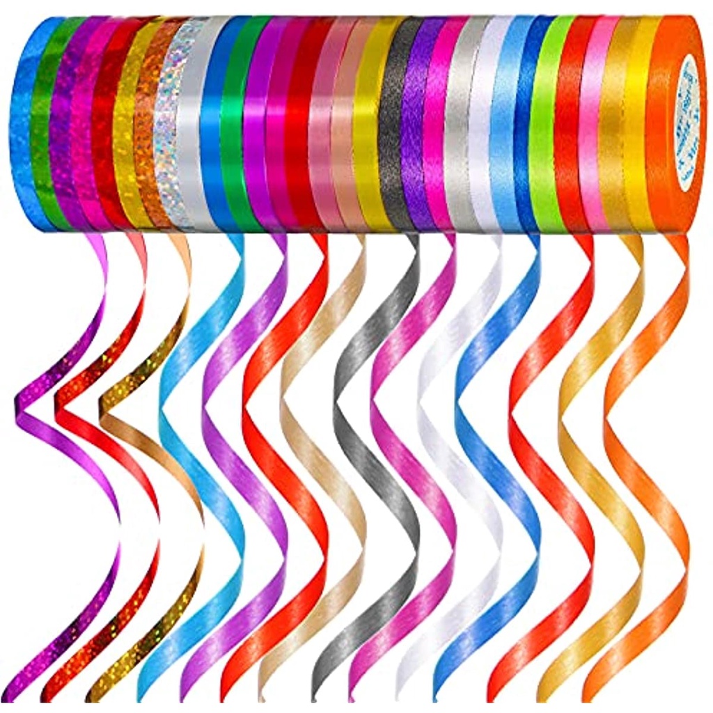20 Rolls Curling Ribbon Shiny Metallic Balloon String Roll Gift ...