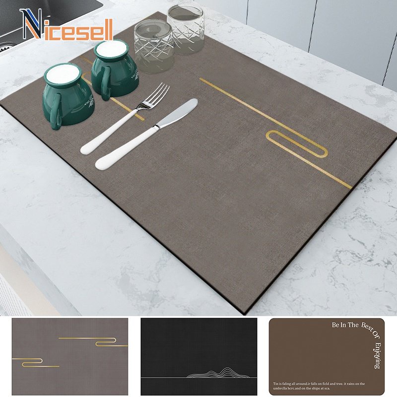 Kitchen Absorbent Mat Drain Pad Countertop Water Absorbing Mats Nordic