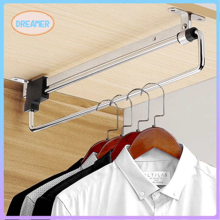 10/14/20in Clothes Hanger Telescopic Wardrobe Hanging Rod Pull Out