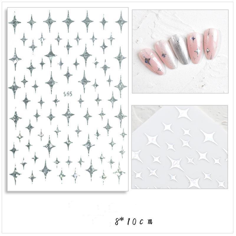 JUCYEE Nail Art Stickers Easy To Use DIY Art Decal Laser Color Adhesive ...