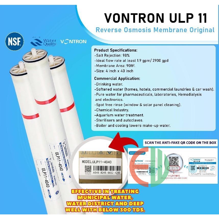 Vontron ULP 21 & ULP11 4040 Reverse Osmosis membrane ( original with