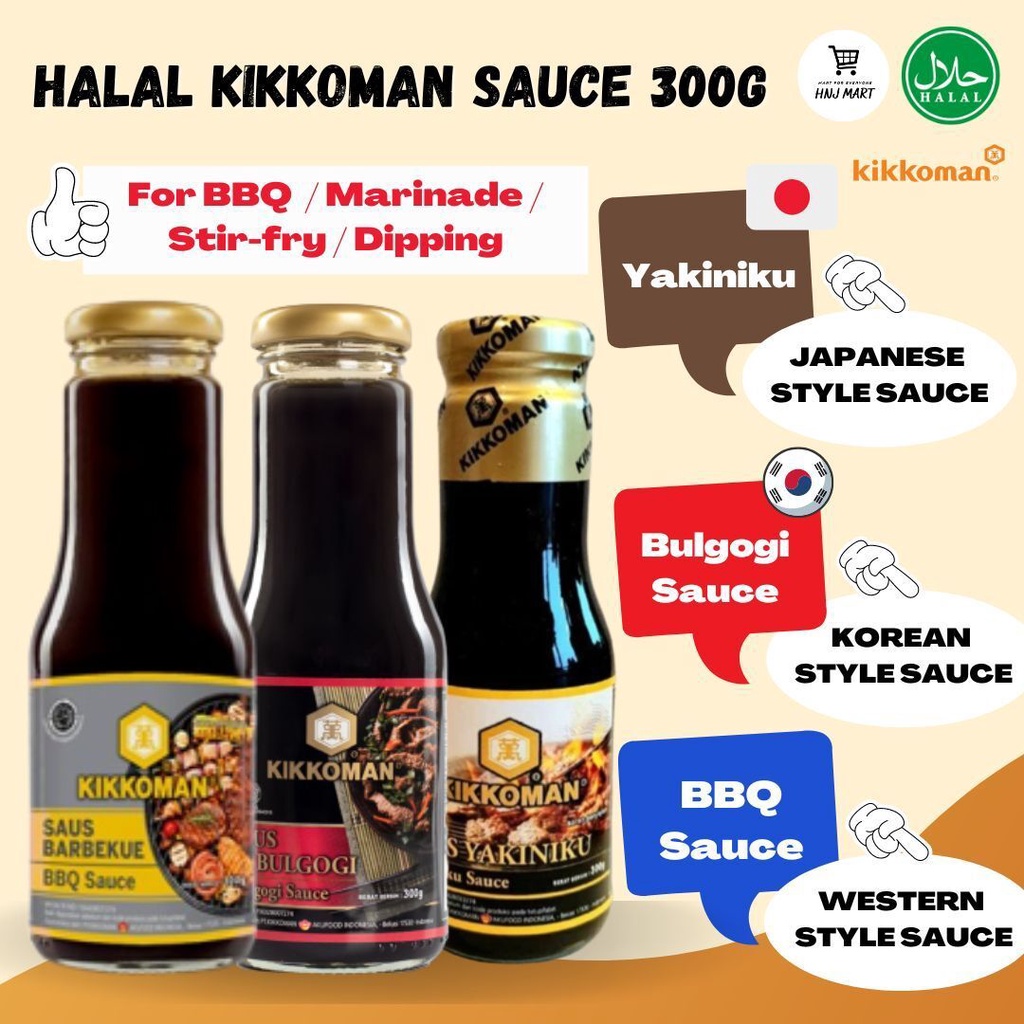 HALAL KIKKOMAN Bulgogi Sauce BBQ Sauce Yakiniku Sauce Halal Bulgogi