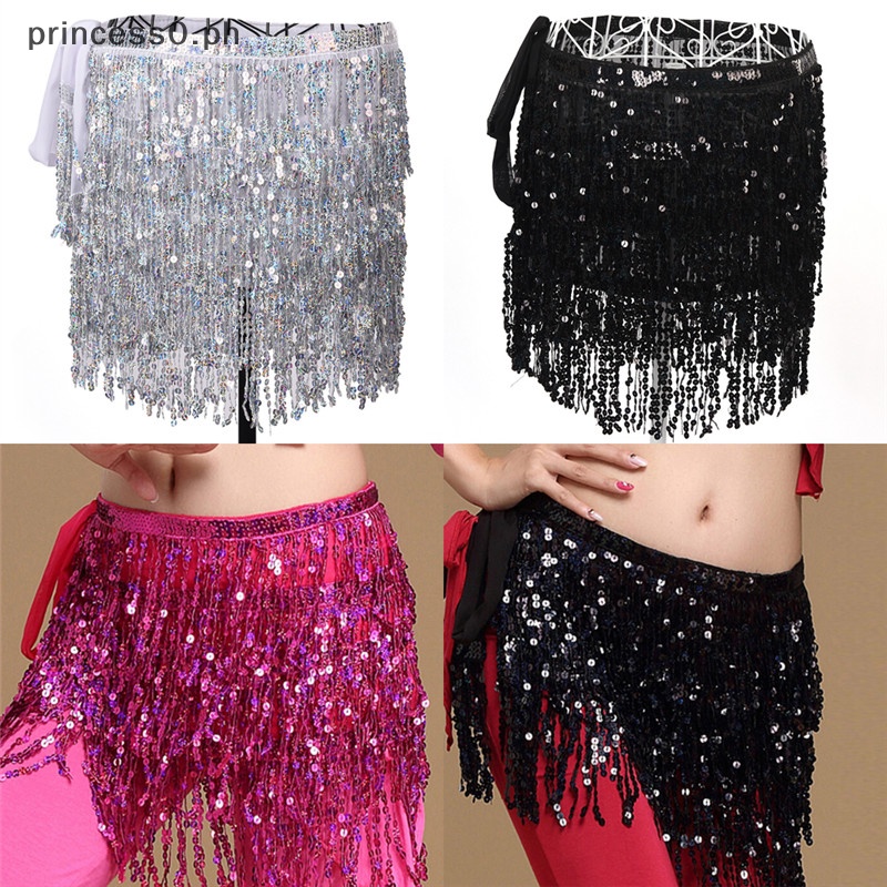 Princes Belly Dance Costume Sequin Tassel Fringe Hip Scarf Belt Waist