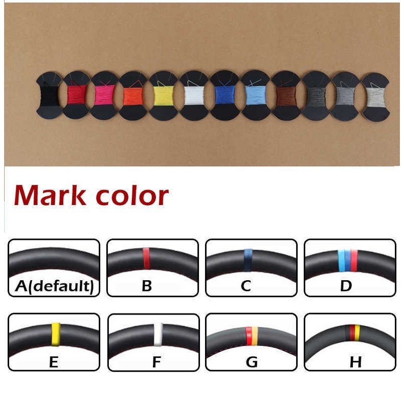 Hand sewing Black Carbon Fiber and Leather Steering Wheel Covers for