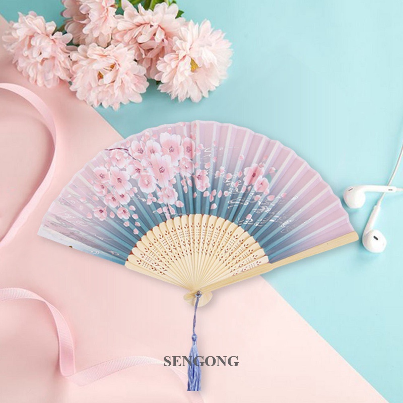 SENGONG Floral Folding Hand Fan Vintage Handheld Lace Folding Fan With ...