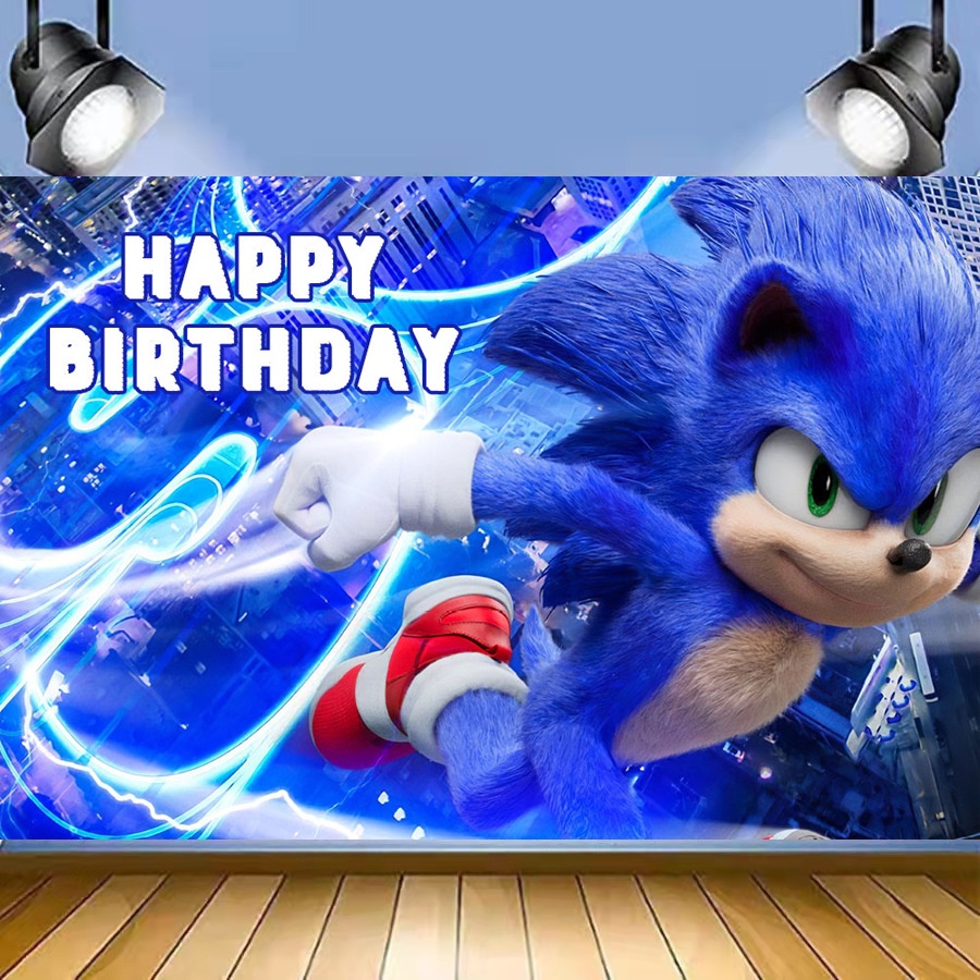 SQ2 Sonic The Hedgehog Birthday backdrop banner party decoration photo ...