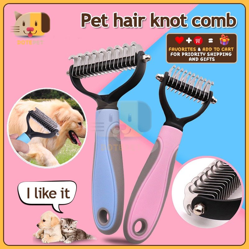 Pet Comb Double Untie Knot Rake Pet Dog Brush Hair Grooming Tool ...