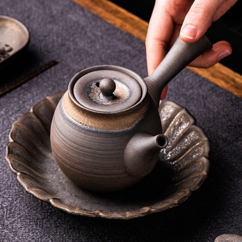 Stoneware Gilt Side Handle Teapot [Huayun] Rust Glaze Household Retro ...