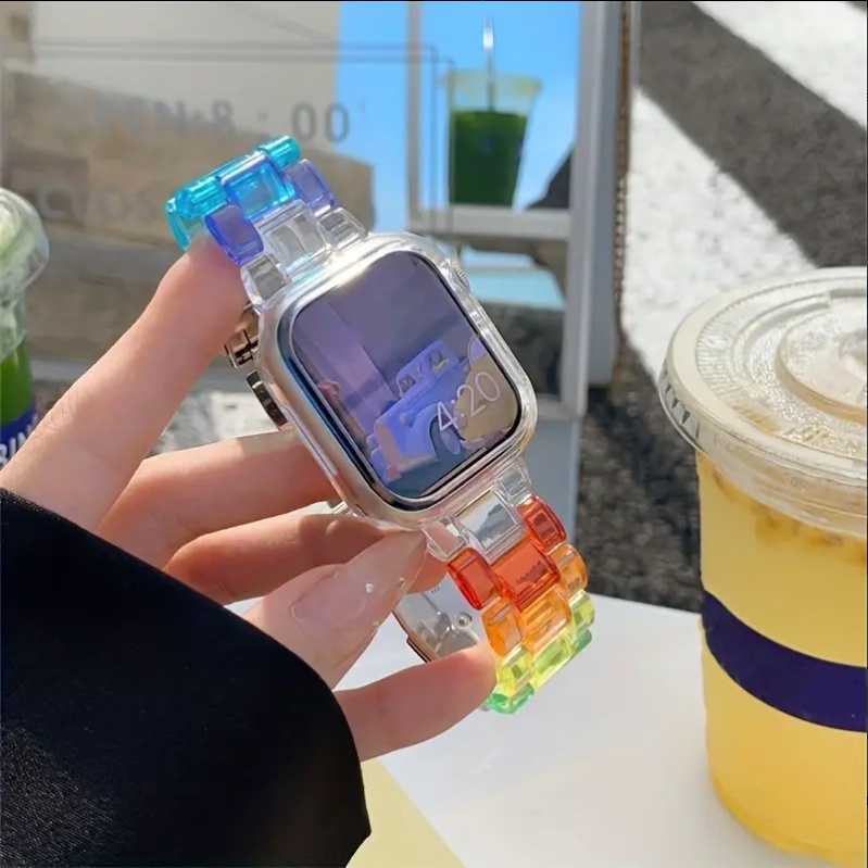 Watch Band Rainbow Candy Plastic Resin Strap for Iwatch Series