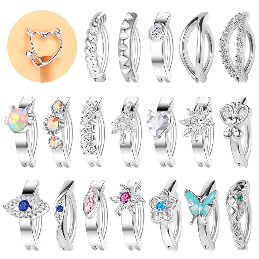 1 PC Butterfly Belly Navel Rings Crystal Belly Button Piercings Flower ...