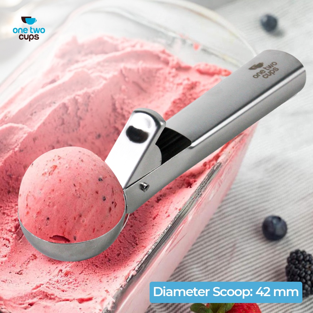 One Two Cups 47mm Stainless Steel Ice Cream and Fruit Scoop Spoon ...