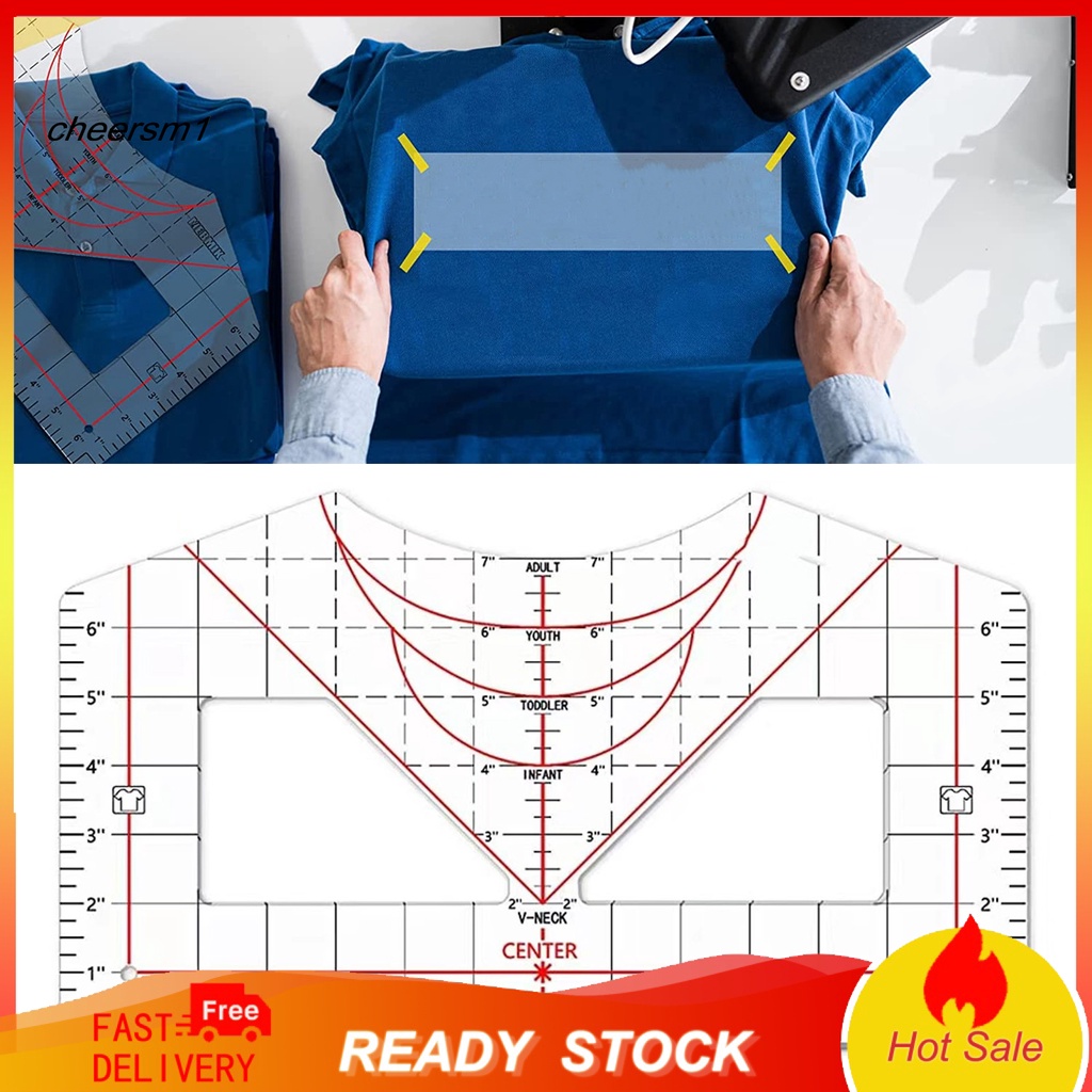 caesrup Alignment Ruler Round Neck DIY Sewing Universal T-Shirt Design ...