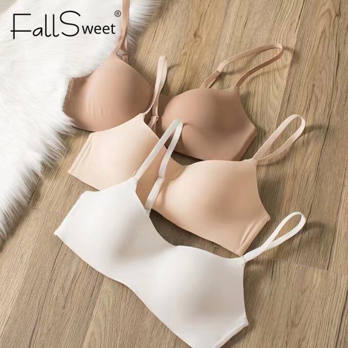 Fallsweet 1 2pcs Thin Cup Seamless Bra Small Breasts Push Up No Wire