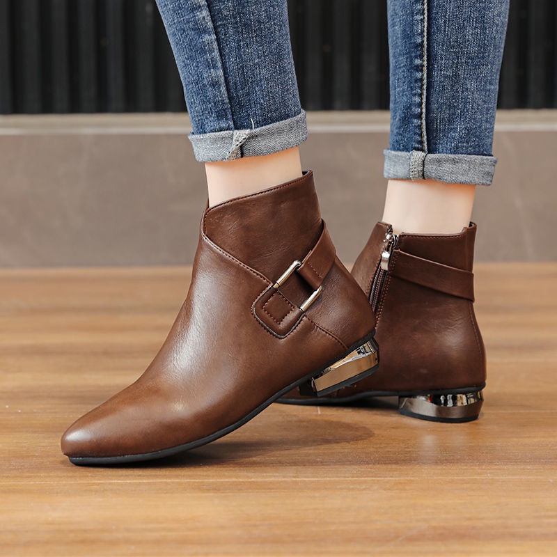 Martin boots women s new British style ins Martin boots women s low heel women s ankle boots Shopee Philippines