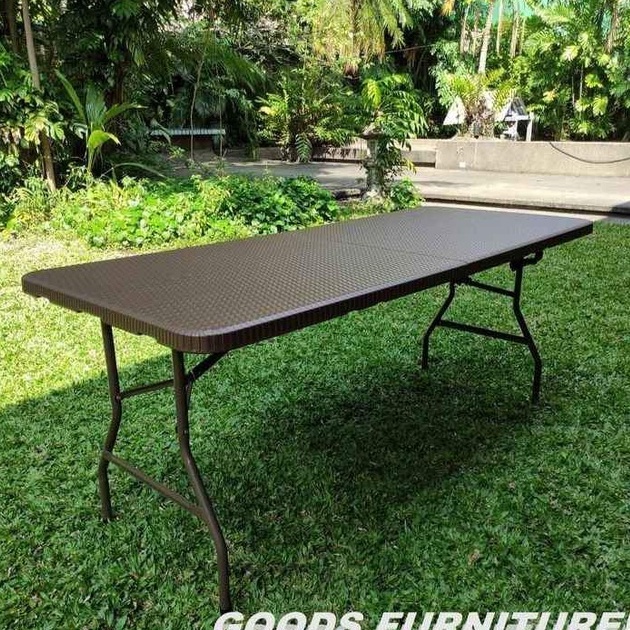 Folding Table 4 FT/Foldinhalf Table Brown Steel Residential Foldable