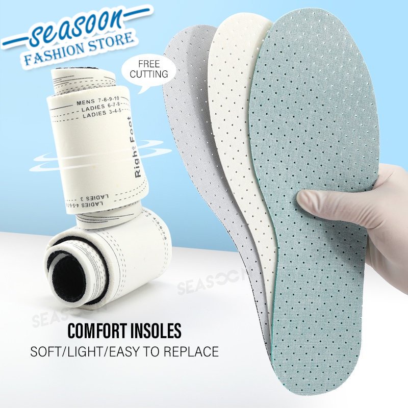 Replaceable Cotton Shoe Insoles Soft Latex Breathable Free Cut Unisex ...