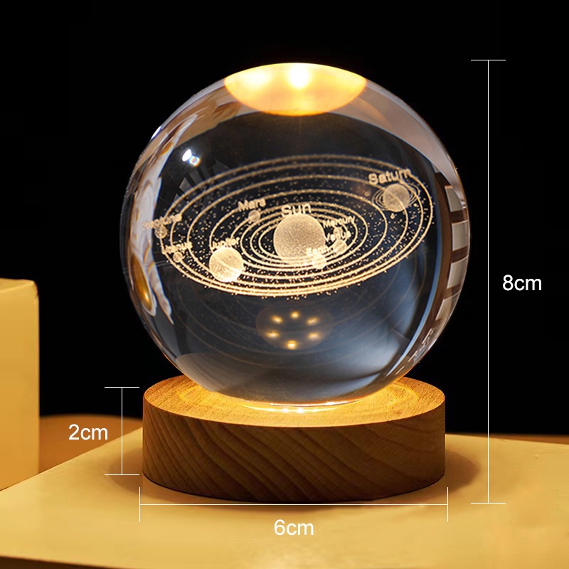 3D Crystal Ball Night Lamp Moon Usb Table Decor Light Valentines ...