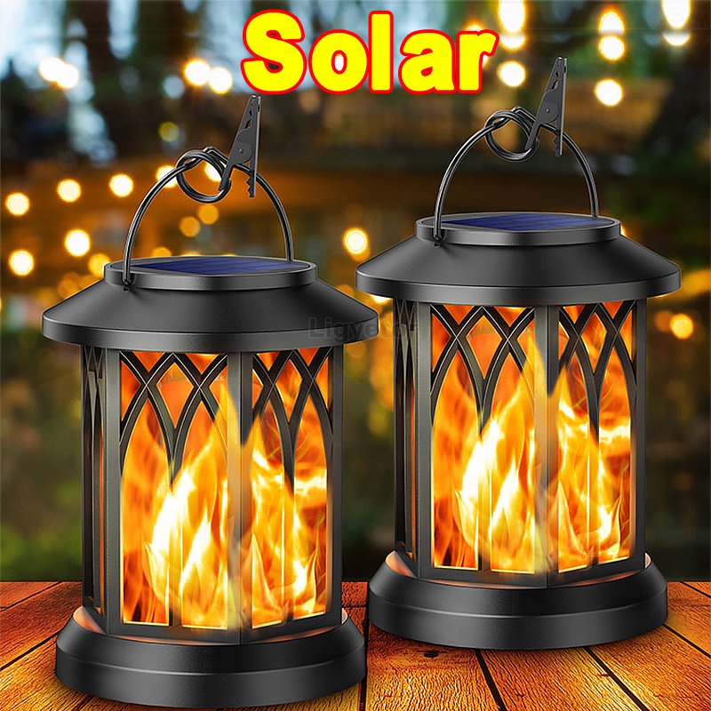 Ligyetor Waterproof LED Solar Flame Lamp Solar Torch Lights with ...