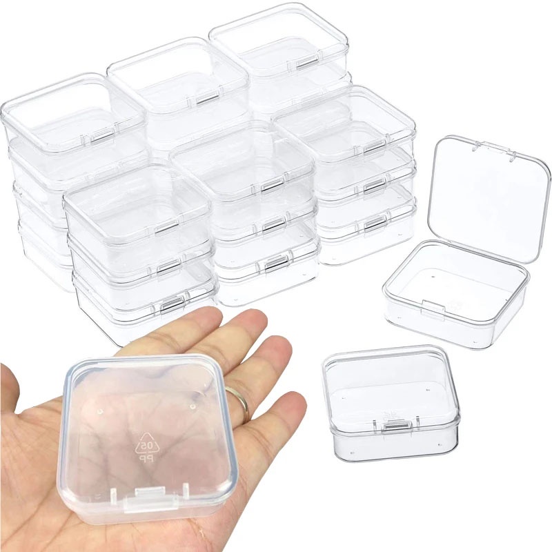 6PCS Mini Storage Box/Plastic Transparent Earrings Rings Jewelry Beads ...
