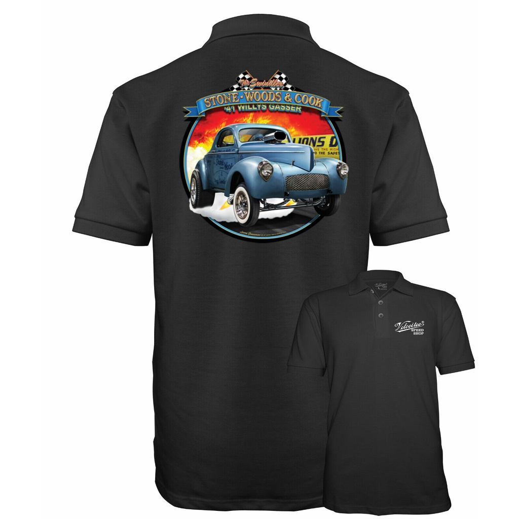 2023 NEW -Velocitee Mens Polo Shirt Stone Woods & Cook Willys Gasser ...