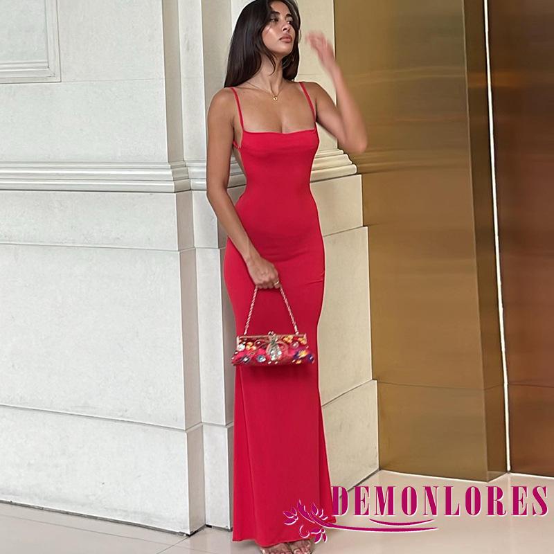 Slim Fit Backless Sling Solid Color