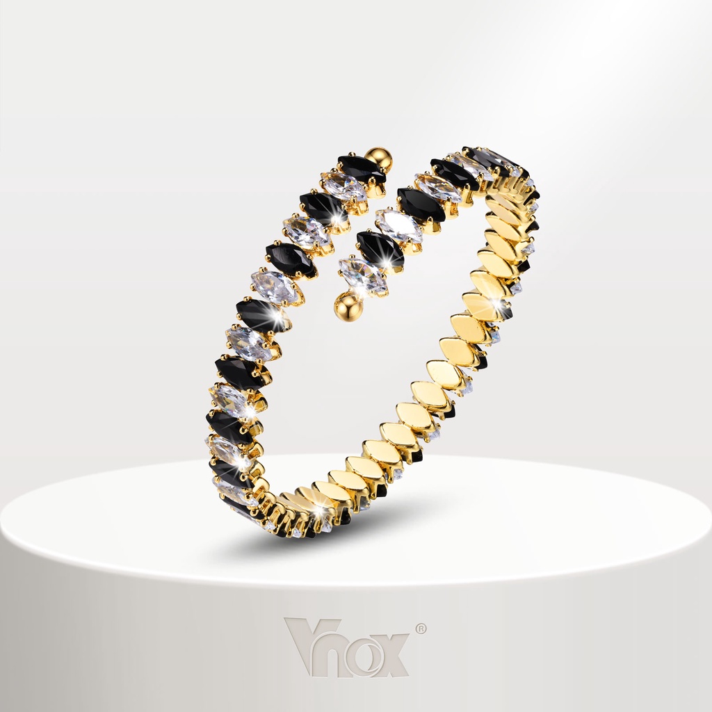 Vnox 8MM Zircon Tennis Open Bracelet,18K Gold Metal Cuff Bangle ...