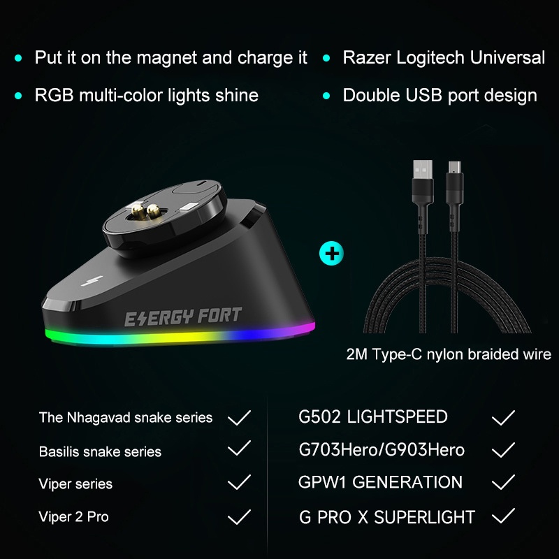 Câble De Charge USB Tressé EMSea Compatible Logitech G403 G900 G903 G703 G PRO - 1,8m Noir Robuste Et Fiable
