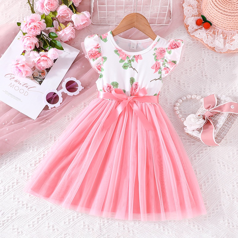 Girls Dress 2023 New Fashion Kids Solid Short Sleeve Princess Midi Dresses  For Girls 4 6 8 10 12 13 14 Year Teen Vestid