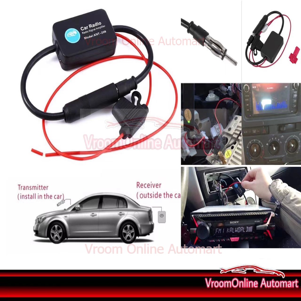 ANT-208 Active Car Radio Antenna AM FM Amplifier Signal Booster 12V ...