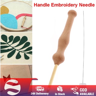 Durable Knitting Embroidery Pen Punch Needle Threader Set DIY Wooden Handle Weaving Sewing Felting Craft, Size: Small