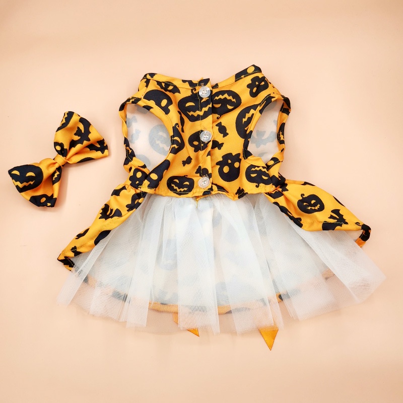 Pet Dog Clothes Christmas Halloween Sleeveless Gauze Skirt Dress for Dog Teddy Cute Pumpkin Candy Bat Print Dress Bowknot Decor Cat Woman Costume Shopee Philippines