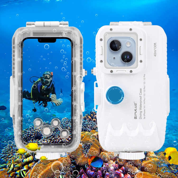 PULUZ 40m/130ft Waterproof Diving Case for iPhone 15 Pro / 14 / 14 Pro