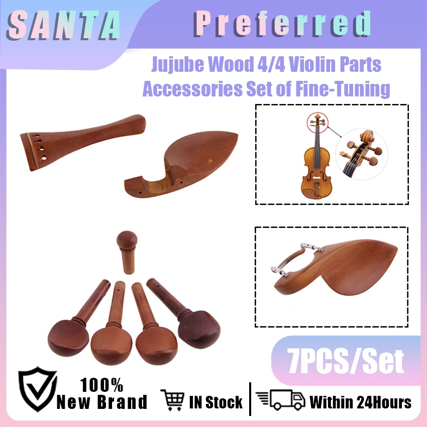 4/4 Violin Natural Jujube Wood Chin Rest Tailpiece Tuner Tuning Peg