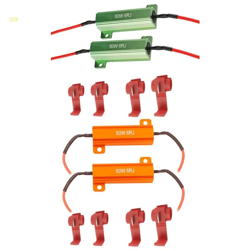 SUN 2Pcs 50W 6Ohm 6RJ LED Load Resistors for LED Side Markers Fix