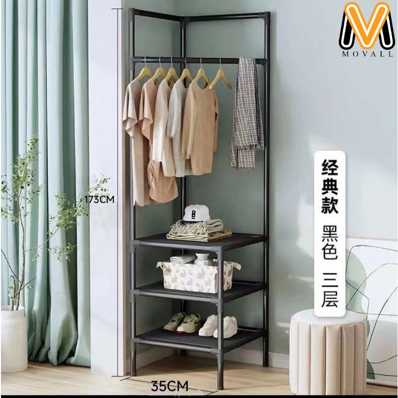 Corner Coat Rack Multi-function Floor Standing Clothes Hanger Racks ...