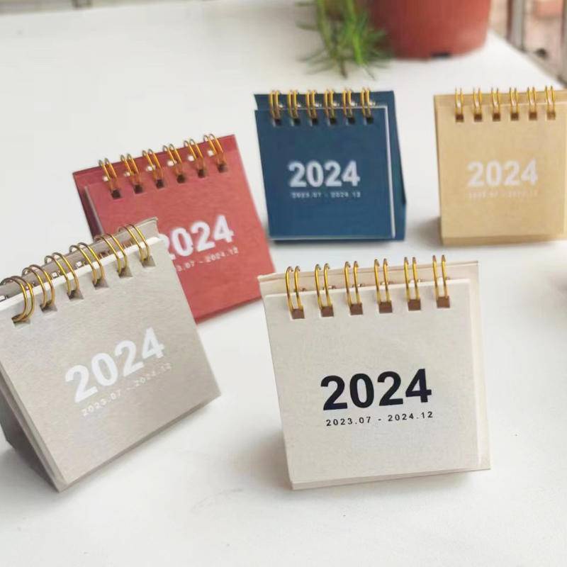 2024 Simple Solid Color Mini Desktop Paper Simple Calendar Dual Daily ...
