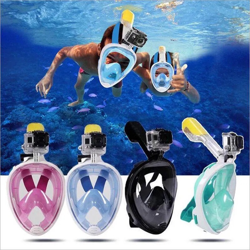 MAS CITY Swimming Diving Full Face Snorkel Scuba Anti-Fog Mask Surface ...