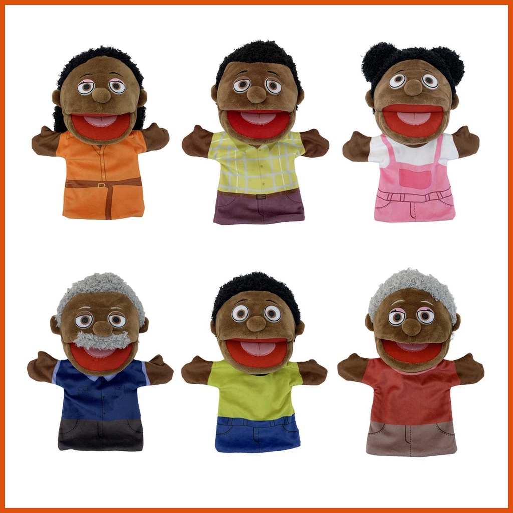 Family Hand Puppets Black Puppets for Kids 6pcs 28cm Multicultural ...