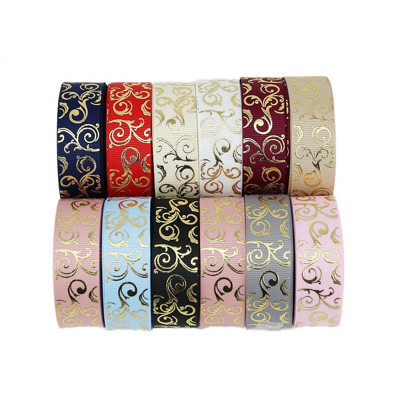 (10m/roll)width 22mm Grosgrain White Gold Ribbon Gift Box Packaging ...