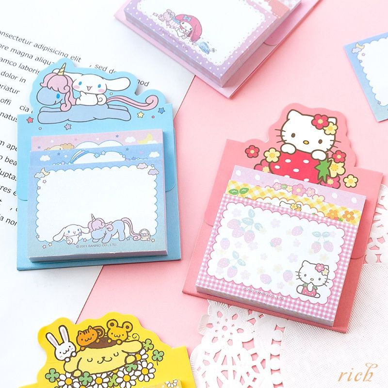 90pages Sanrio Post-it Notes Hello Kitty Cinnamoroll My Melody Kuromi ...