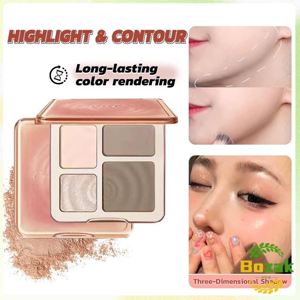 Bozak 4 Colors Highlight & Contour Palette Natural Long-lasting ...