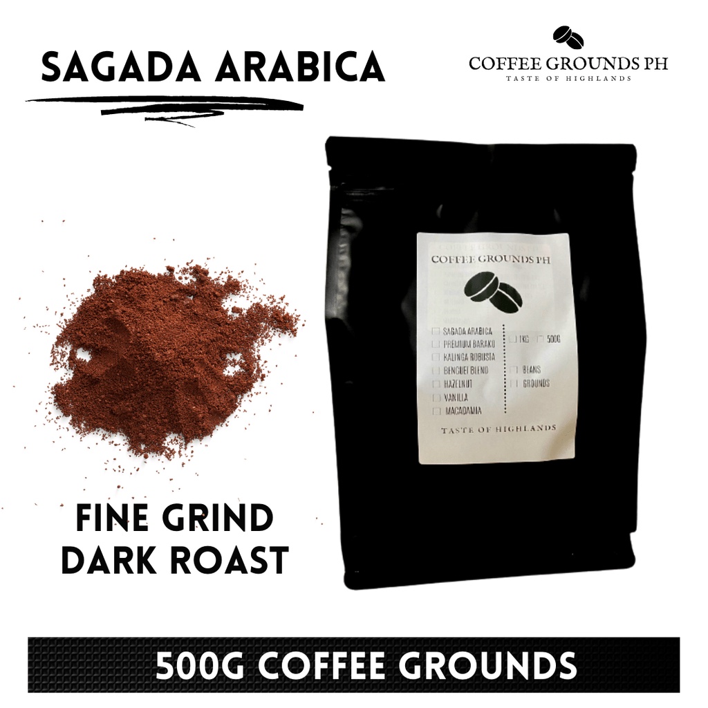 Coffee Grounds PH Sagada Arabica Dark Roast 500g Fine Grind Coffee