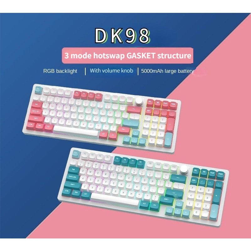 Lychee DK98 kit RGB mechanical keyboard Gasket game wired/wireless 2.4G ...