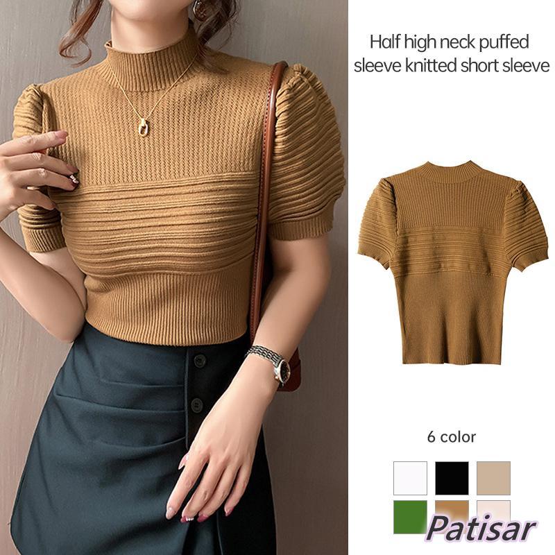 Basic Half High-Neck Tight-fitting Top main image 1
