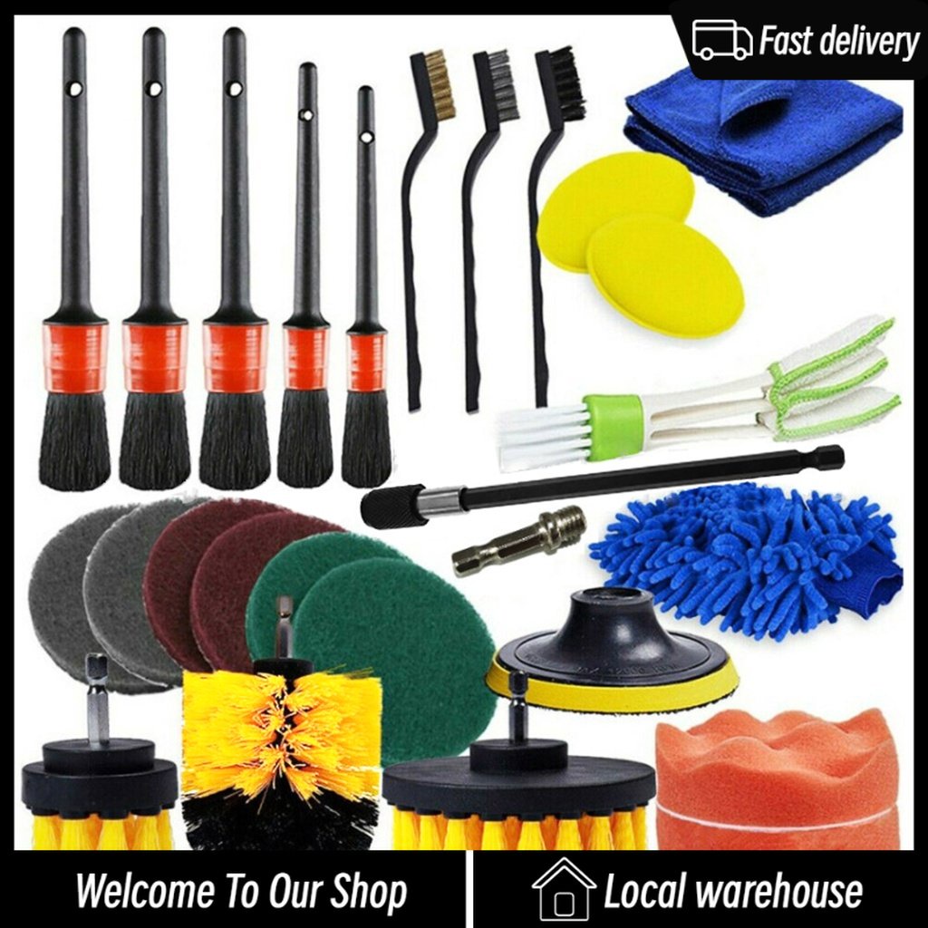 [Fast delivery]26PCS Drill Brush Attachments Car Detailing Brush Kit for Auto Exterior and