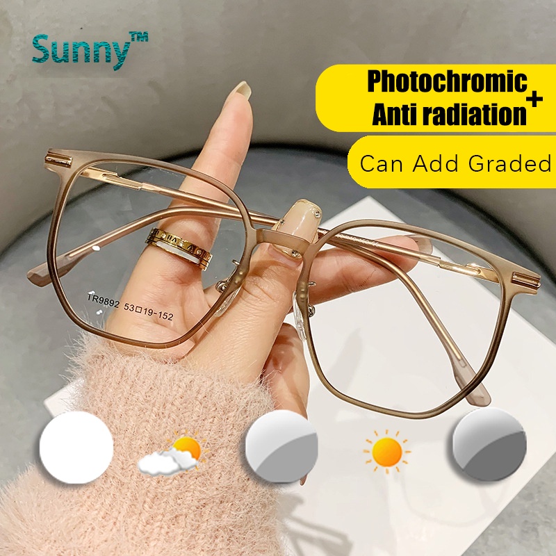 Anti Radiation Photochromic Eye Graded Glasses For Women Men Transition