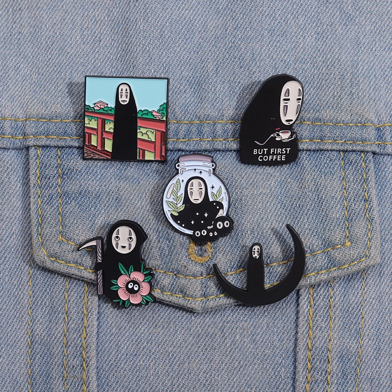 Funny No Face Man Enamel Pin Anime Brooch Spirited Away Pins Cute ...