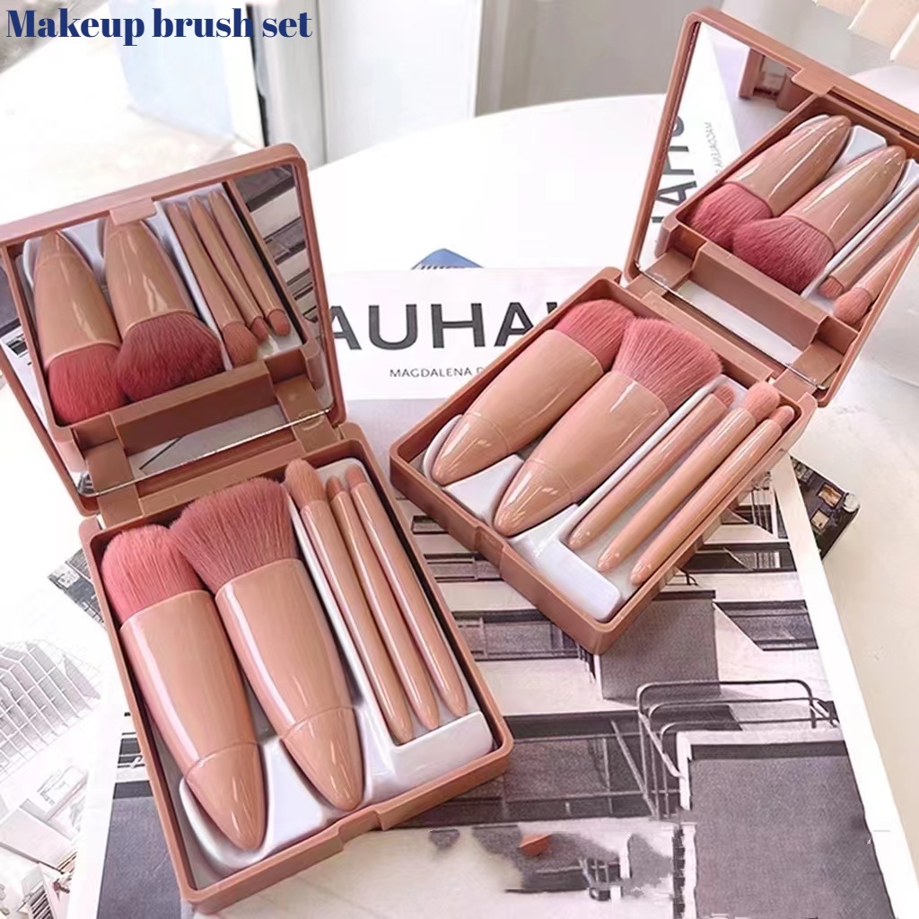 Mini makeup brush 5 in 1 portable travel powder brush beauty makeup