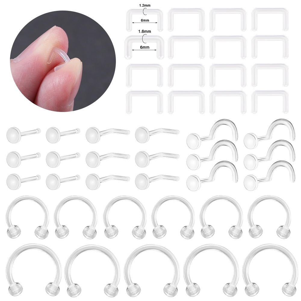 550pcs U Shape Invisible Septum Piercing Hider Clear Acrylic Nose Ring Flexible Nose Stud
