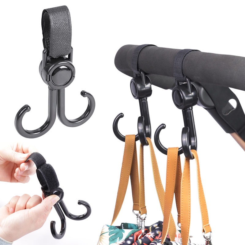2-Pack Stroller Hooks - 360?? Rotating ABS Plastic Hangers For Baby Carriages